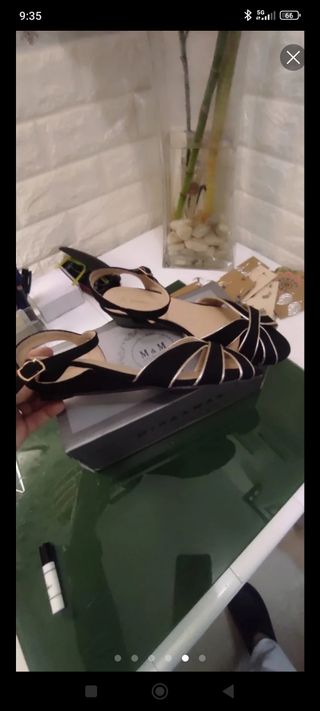 Sandalias negras tacón bajo 37