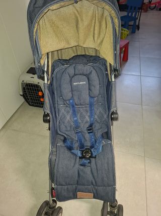 Silla paseo Maclaren denim con bolso a juego 