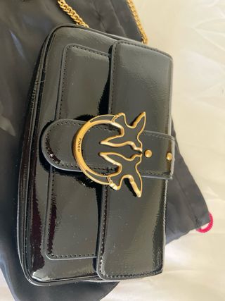 Bolso Pinko negro brillante nuevo 