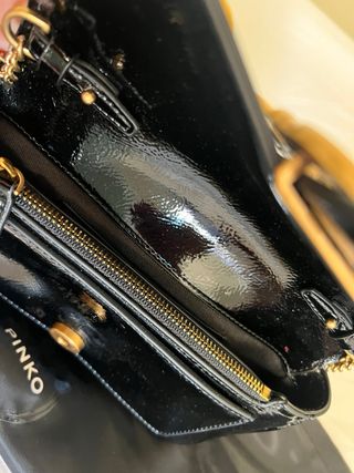 Bolso Pinko negro brillante nuevo 