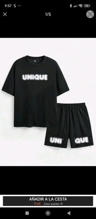 Conjunto chándal corto negro
