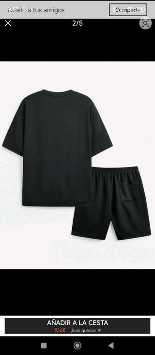 Conjunto chándal corto negro