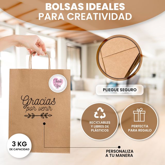 Bolsas Papel Kraft 14x8x24cm - 200 unidedes