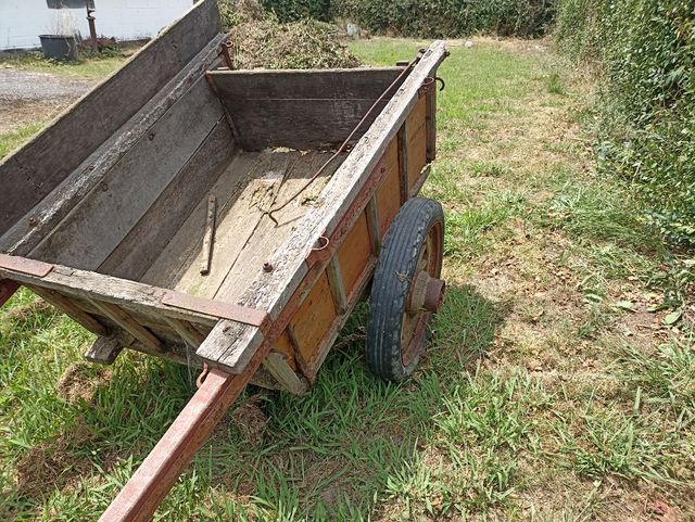 Carro madera antiguo para burro.mula o caballo