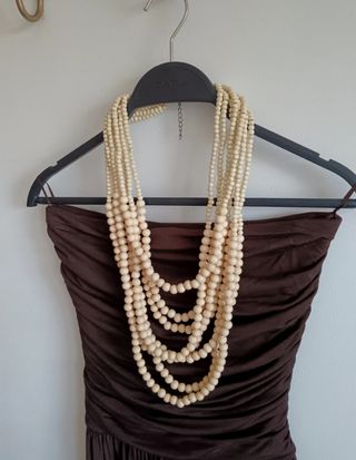 Collar largo boho beige