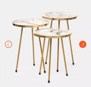 Set 3 Tavolini effetto Marmo Oro