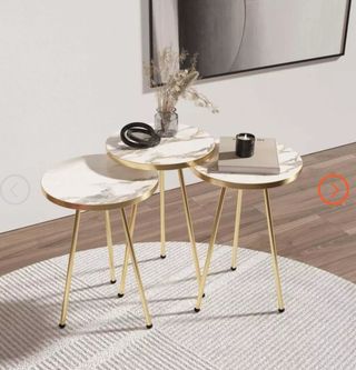Set 3 Tavolini effetto Marmo Oro