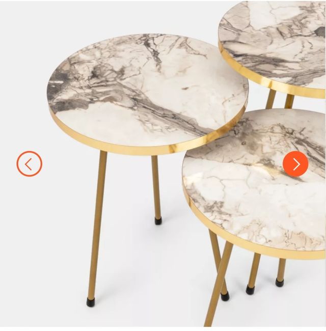 Set 3 Tavolini effetto Marmo Oro