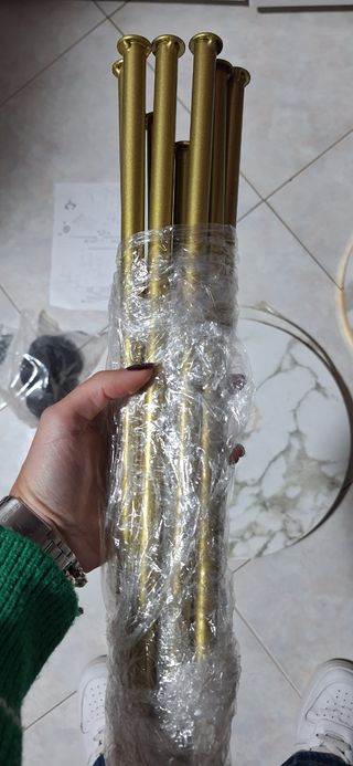 Set 3 Tavolini effetto Marmo Oro