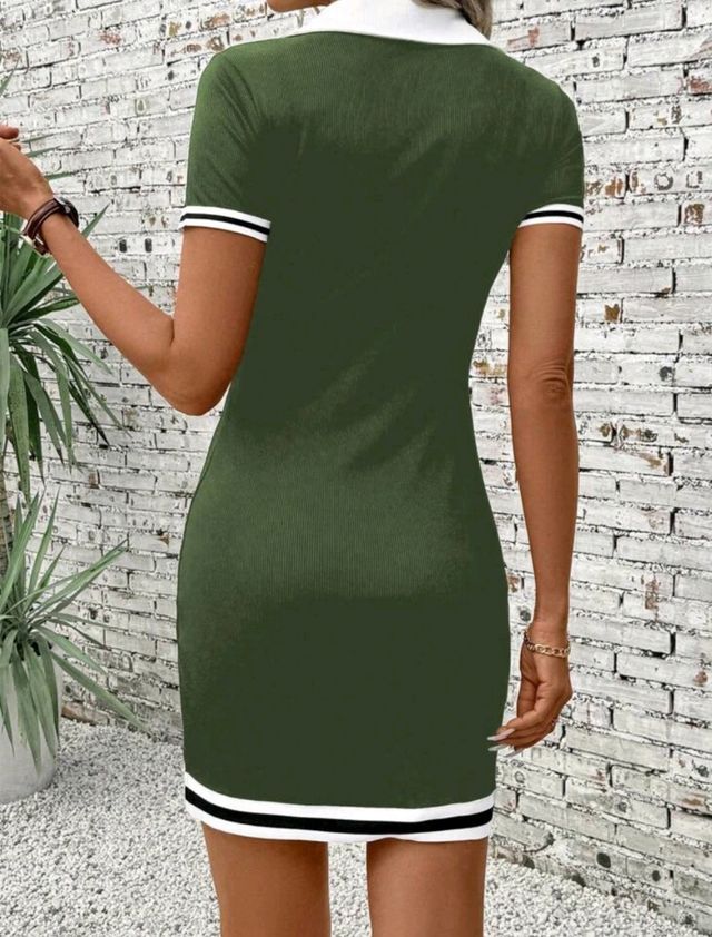 Vestido manga corta verde - Talla L