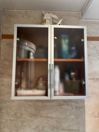 Mueble baño con lavabo - Madera y cristal