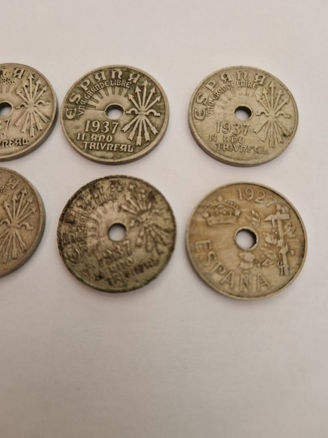 6 Monedas España: 5 de1937 + 1 de 1927