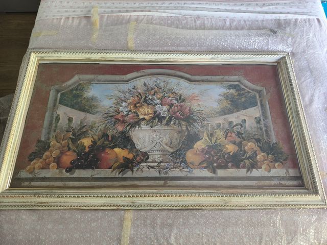 Cuadro vintage con flores y frutas