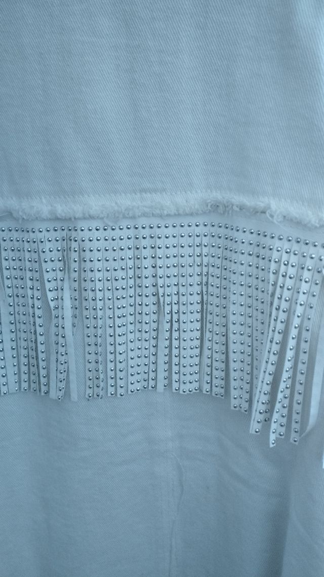 Chaqueta vaquera blanca flecos