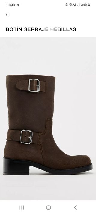 Botines Zara serraje hebillas marrón