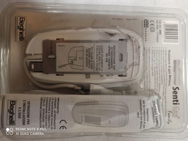 Rilevatore gas Metano Beghelli Sentigas