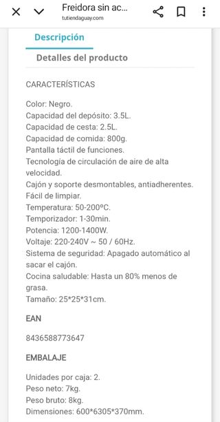 Freidora de aire Thulos poco uso