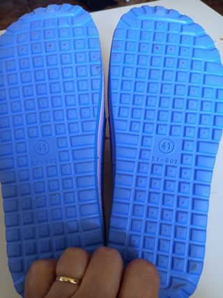 Zapatillas descanso azules-rosa