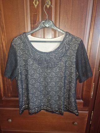 Maglia pizzo nero donna