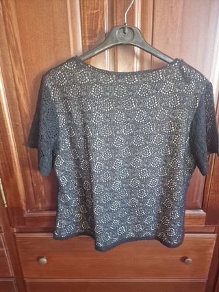 Maglia pizzo nero donna
