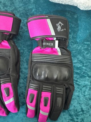 Guantes moto invierno mujer | Negro-Rosa