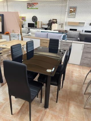 NUEVA Mesa cristal 6 sillas