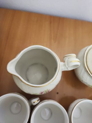 Juego café porcelana 10 tazas chapado en oro