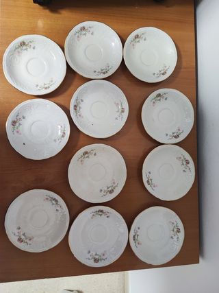 Juego café porcelana 10 tazas chapado en oro