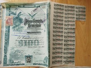 4 Acciones Correlativas Banco Gnral Mexicano 1905.