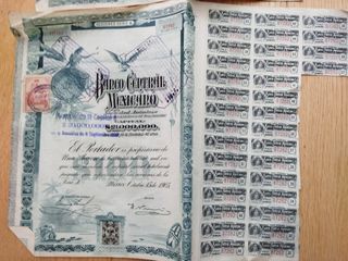 4 Acciones Correlativas Banco Gnral Mexicano 1905.
