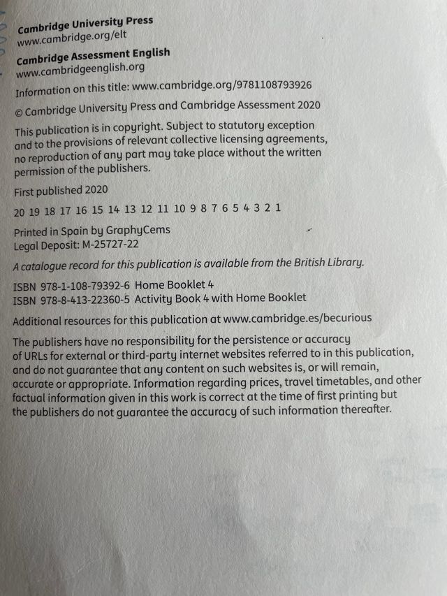 Be Curious 4 HOME BOOKLET