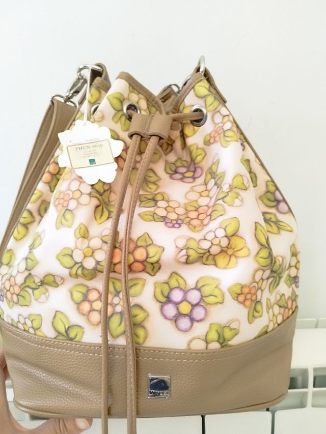Borsa Thun a secchiello beige/multicolor