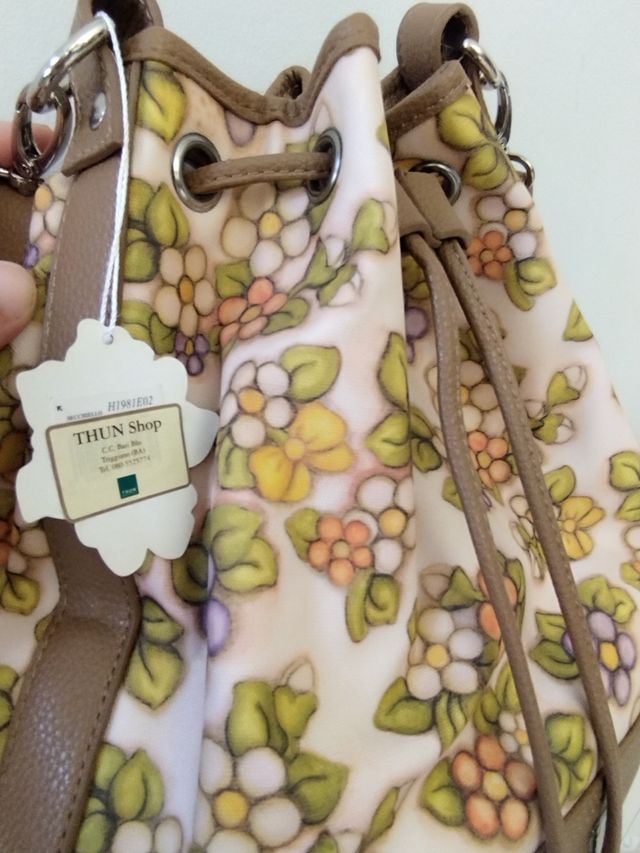 Borsa Thun a secchiello beige/multicolor