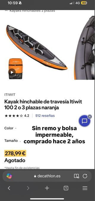 Kayak inflable ITIWIT 3 plazas
