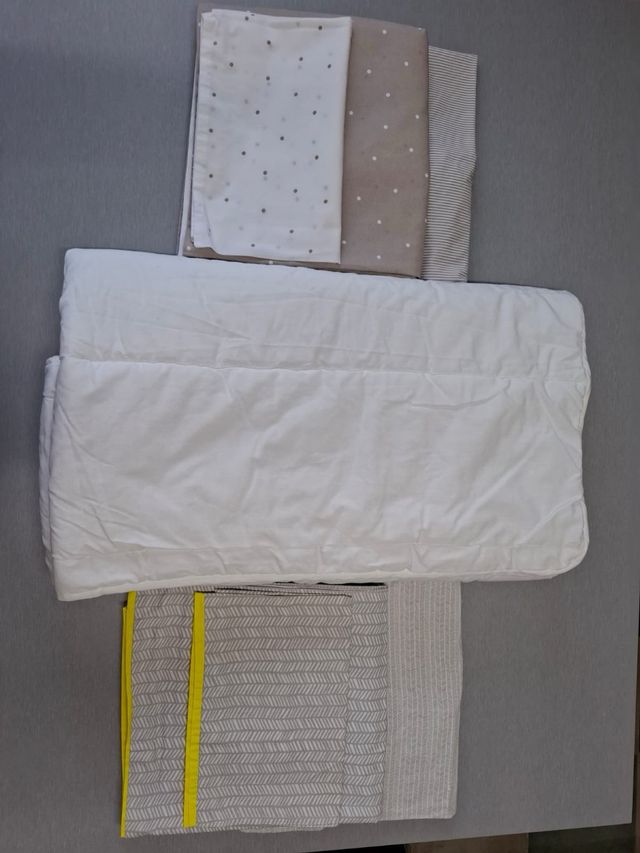 Edredón cuna y 2 juegos de sábanas 3 piezas