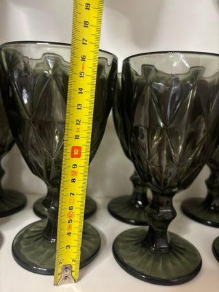 12 Copas verdes vintage y 6 vaso tubo