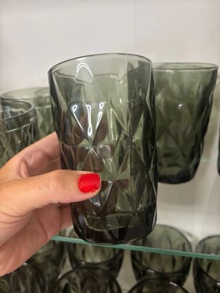 12 Copas verdes vintage y 6 vaso tubo