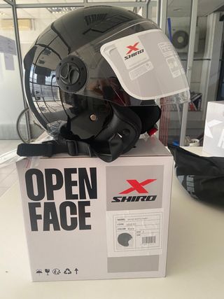 Casco Jet Shiro Kioto SH-62 negro brillo 