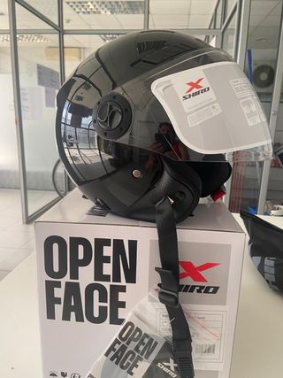 Casco Jet Shiro Kioto SH-62 negro brillo 