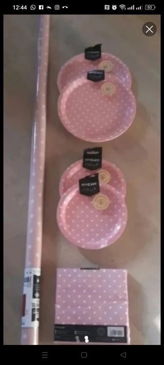 Vajilla fiesta rosa - Mesa Dulce