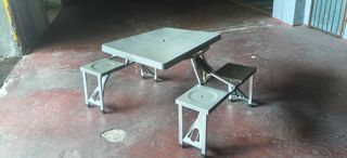 Mesa picnic plegable gris - 4 asientos