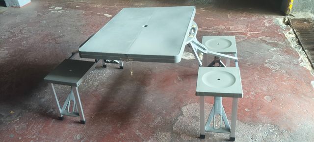 Mesa picnic plegable gris - 4 asientos