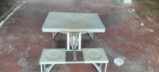 Mesa picnic plegable gris - 4 asientos