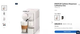Cafetera Nespresso Lattissima One EN510W Blanca