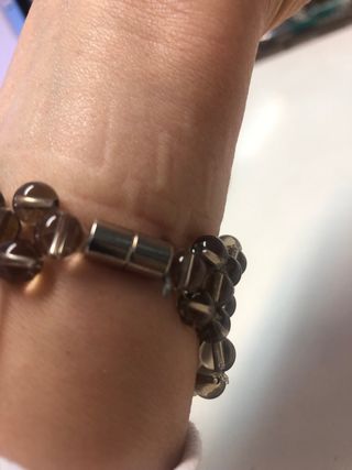Pulsera perlas & cuarzo marrón