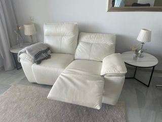 Sofá electrico,relax ,reclinable de piel ,blanco.