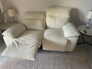 Sofá electrico,relax ,reclinable de piel ,blanco.