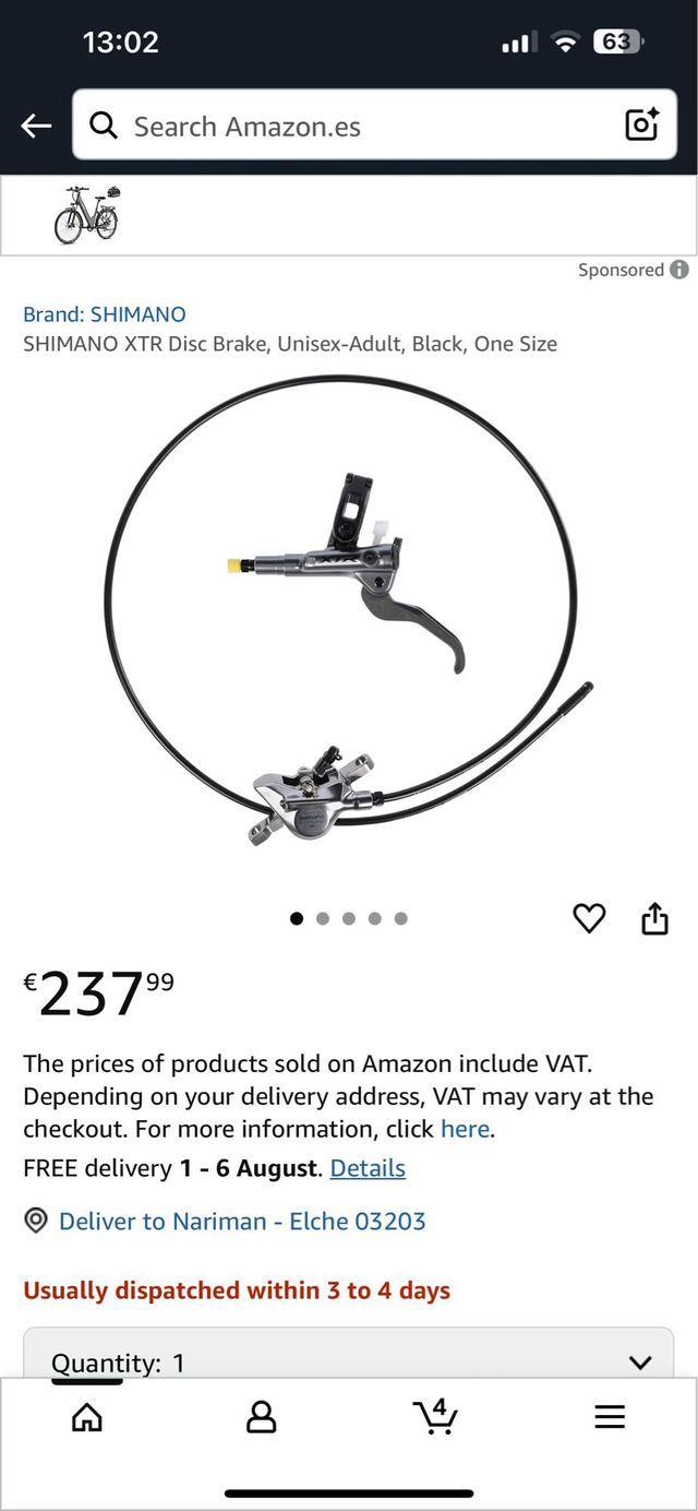 SHIMANO XTR Disc Brake, Unisex-Adult, Black, One S