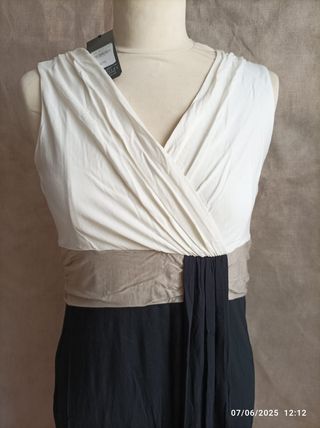 Vestido maxi verano blanco-negro