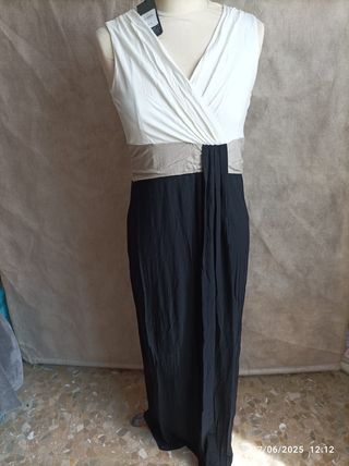 Vestido maxi verano blanco-negro